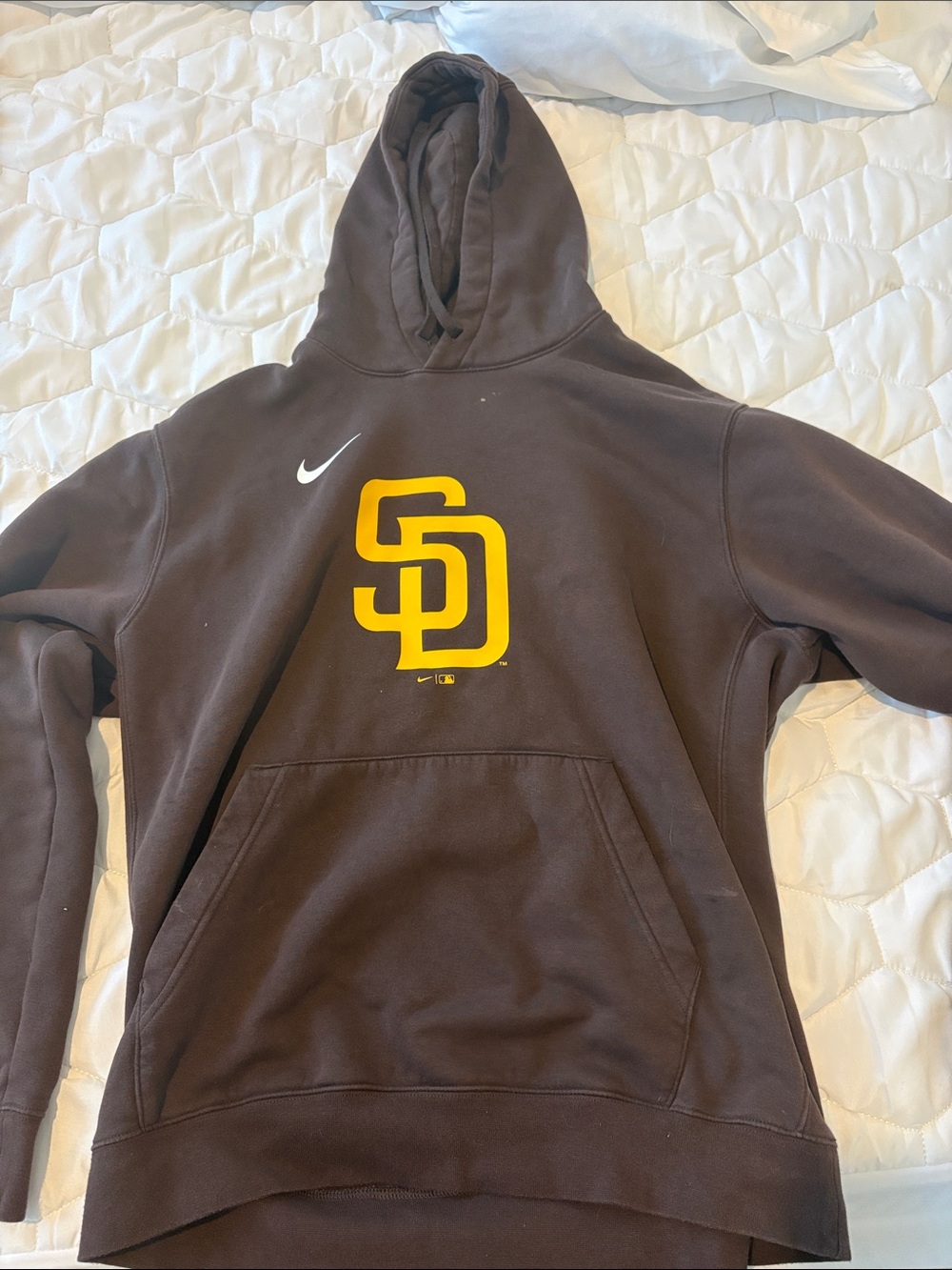 Nike Brown Padres Crewneck Hoodie with Yellow SD Logo